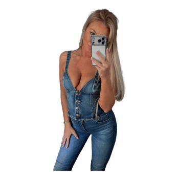 Blue denim corset top