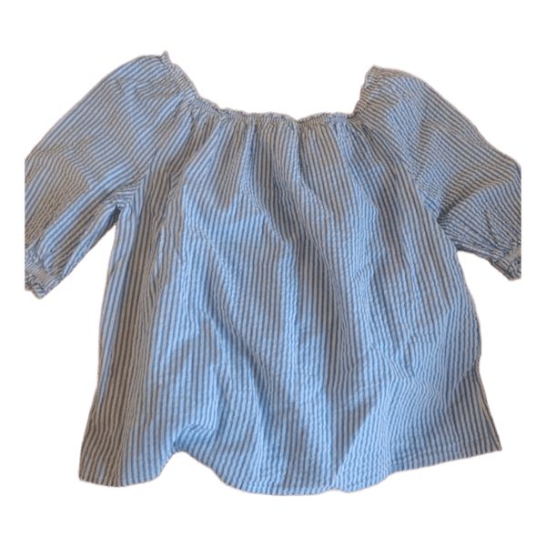 Blåstribet off-shoulder bluse