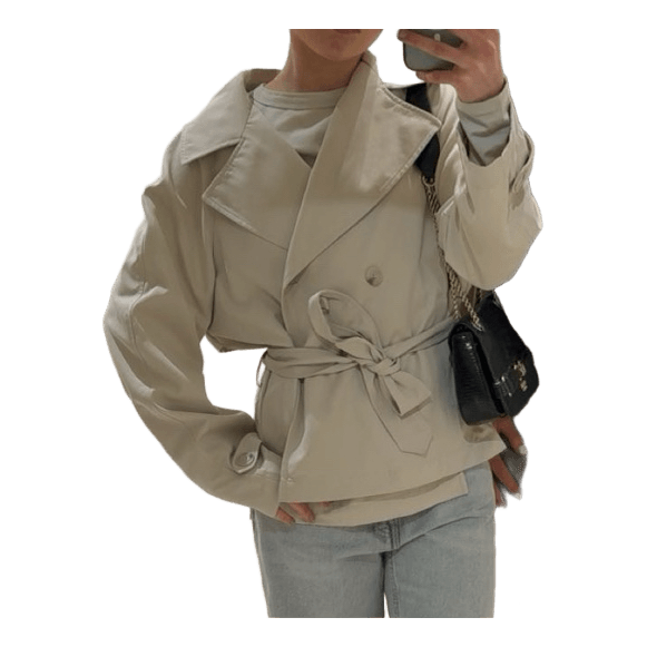 Beige lyhyt trenssitakki