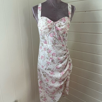 Floral ruched midi dress