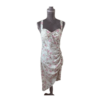 Floral ruched midi dress