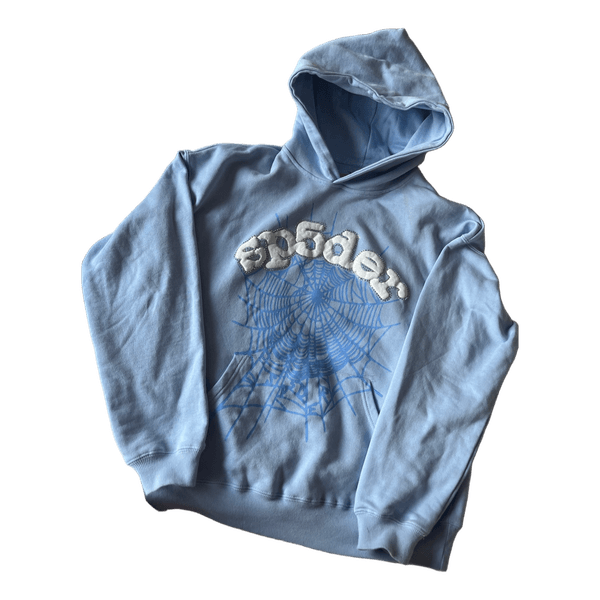 Blue sp5der rhinestone hoodie