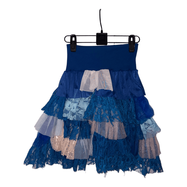 Blue layered lace skirt