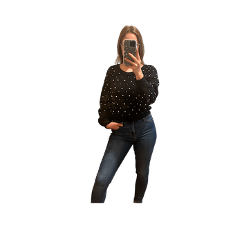 Black polka dot blouse