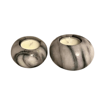 Marble candle holders, set of 2