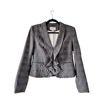 Harmaa ruudullinen bleiseri