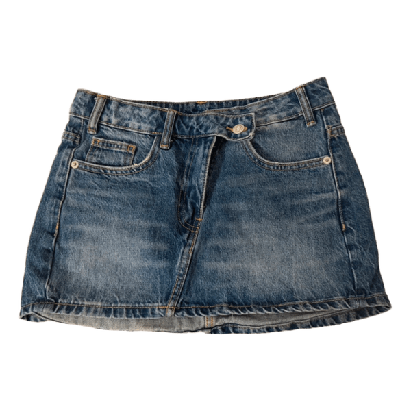 Blå denim mininederdel