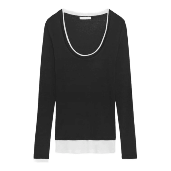 Sort langærmet bluse