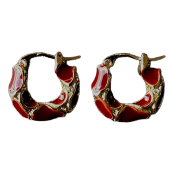 Red gold hoop earrings