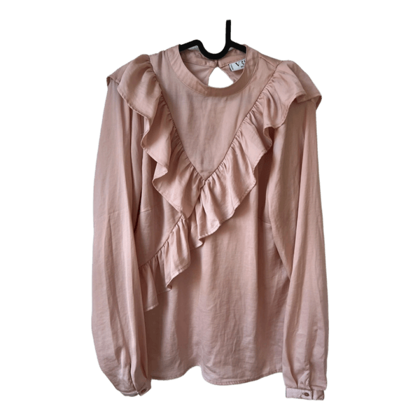 Pink bluse med flæser