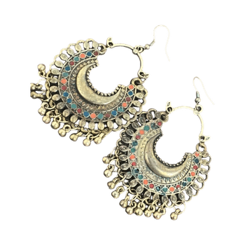 Colorful antique looking hoop earrings