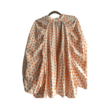 White orange polka dot blouse