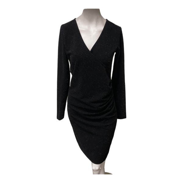 Black glittery wrap dress