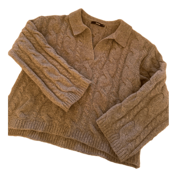 Harmaa palmikkoneule