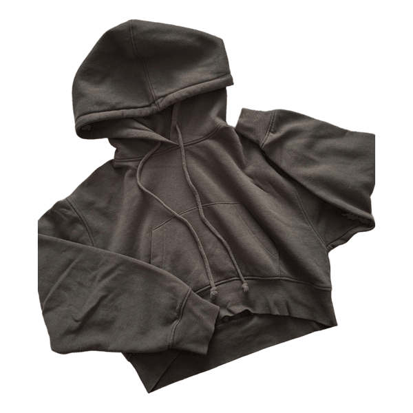 Dark grey green cropped hoodie