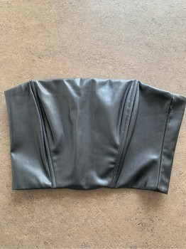 Black faux leather top