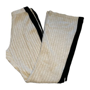 Beige ribbihousut mustilla raidoilla