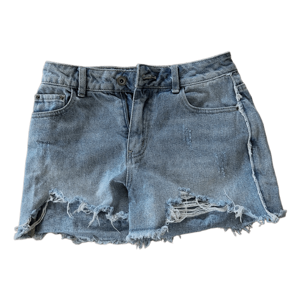 Blå denimshorts med slid