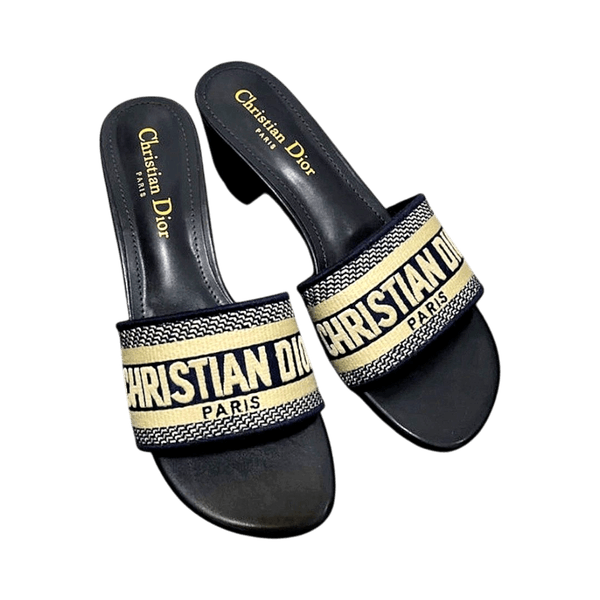 Christian Dior Navy Blue Heeled slides