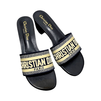 Christian Dior Navy Blue Heeled slides