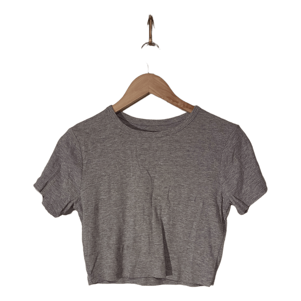 Grey rib knit t-shirt