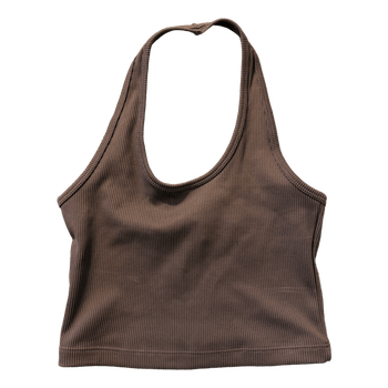 Brown ribbed halter top