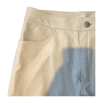 White leather bootcut pants