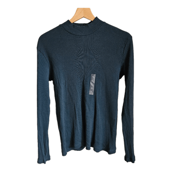 Uniqlo Ribbed High Neck Long Sleeve Top L – Dark Green