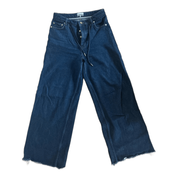 Ganni blue denim jeans with strings