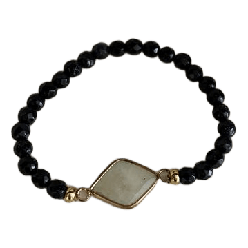 Black beaded charm bracelet
