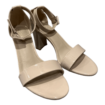 Beige block heel sandals