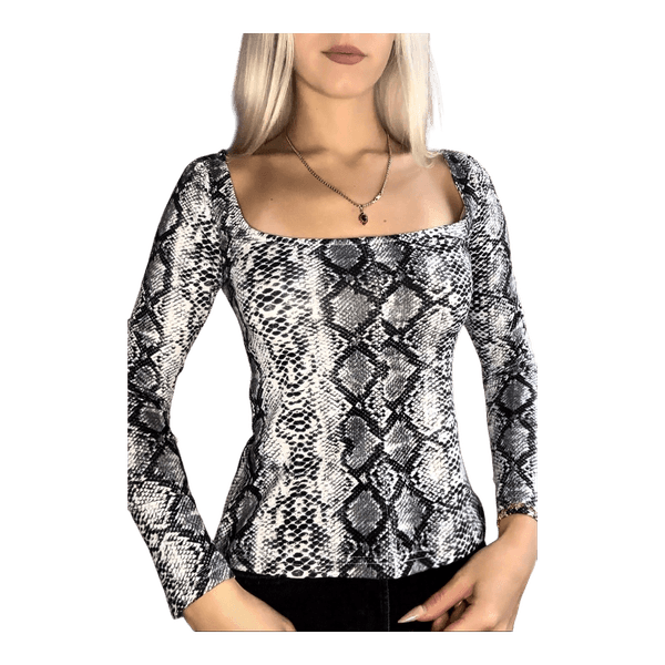 Snake print long-sleeved top