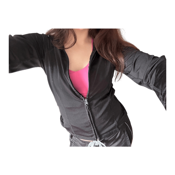 Black zip-up athletic jacket