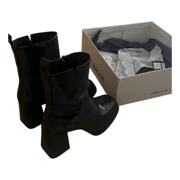 Black leather ankle boots