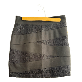 Black lace mini skirt