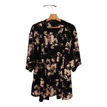 Floral print kimono