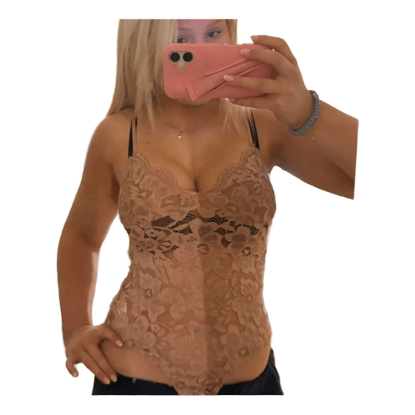 Beige spetsbody