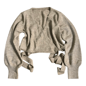 Beige wrap knit top