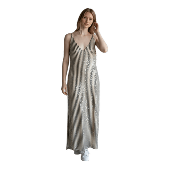 Striped sequin maxi dress