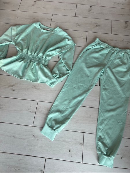 Mint peplum lounge set