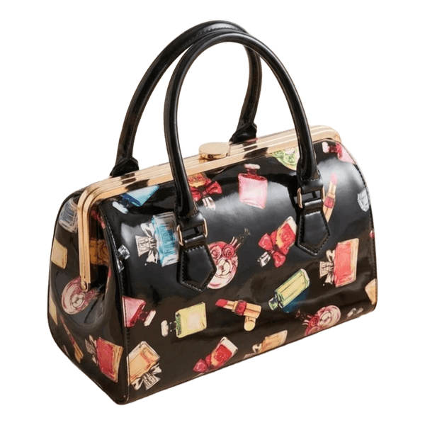 Patent print satchel bag