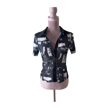 Black white patterned blouse