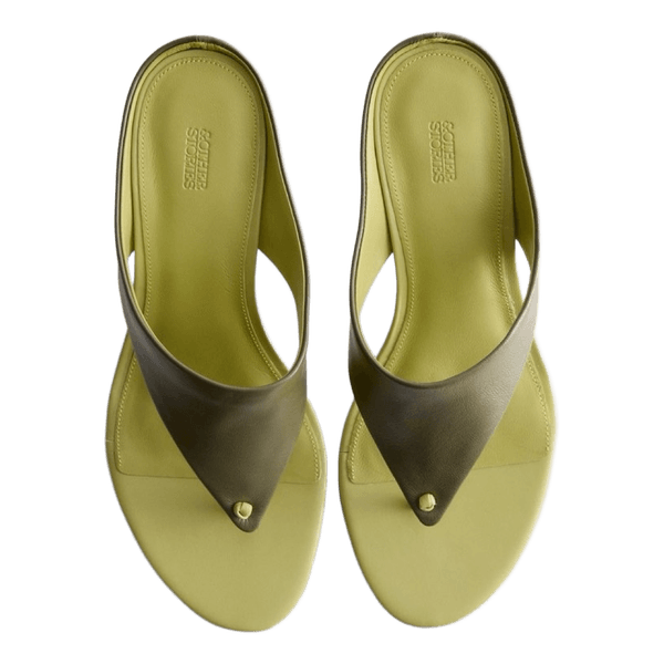 Green leather heels