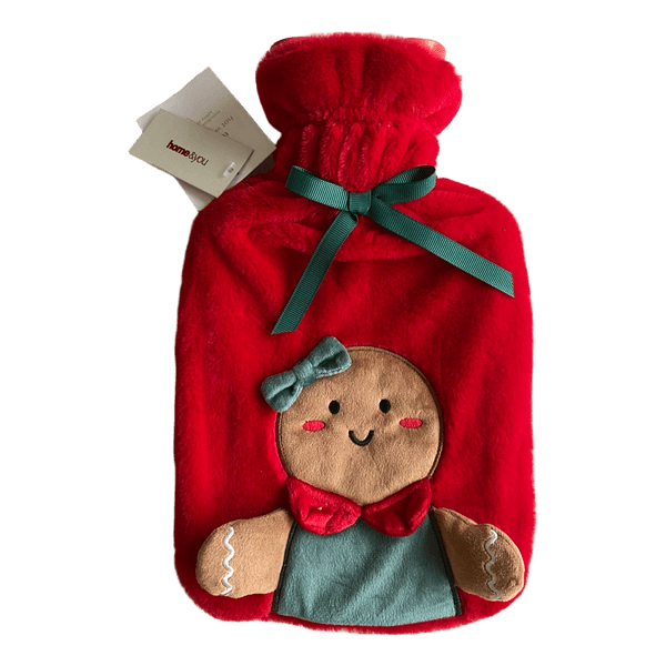 Red gingerbread hot water bottle