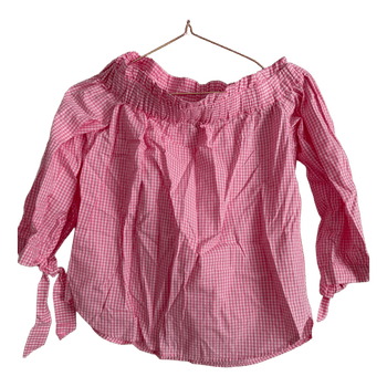 Pink gingham off-shoulder top