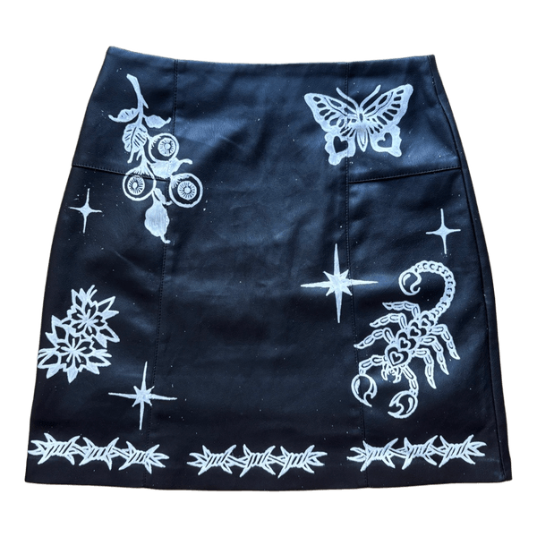 Black graphic print mini skirt
