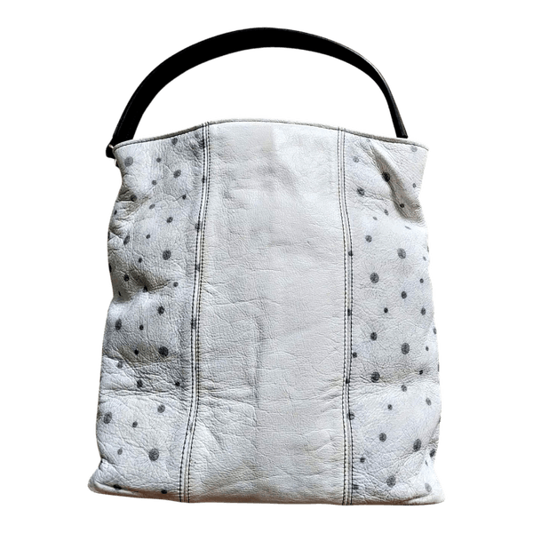 Handmade white patterned shoulder bag