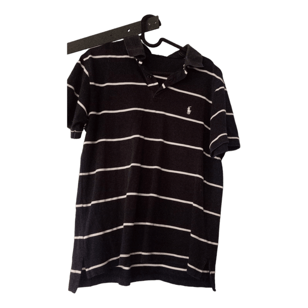 Black striped polo shirt