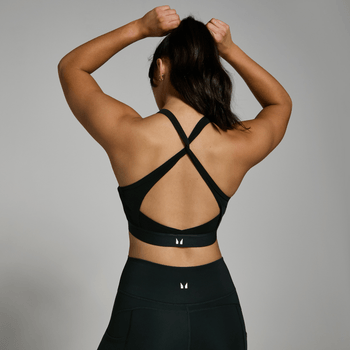 Cross-back sports bra, black
