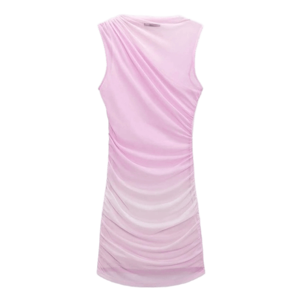 Pink ruched mesh dress
